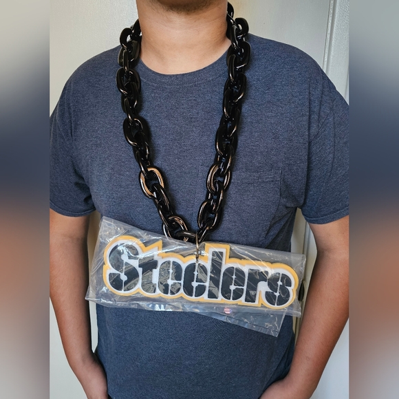 PITTSBURGH STEELERS BALLER 18INCH BLACK CHAIN 10 1/2 LOGO REPRESENT - Picture 1 of 2